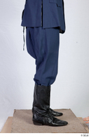  Photos Medieval Monk in Blue suit 1 19th century Historical clothing Monk black high leather shoes blue trousers lower body 0007.jpg